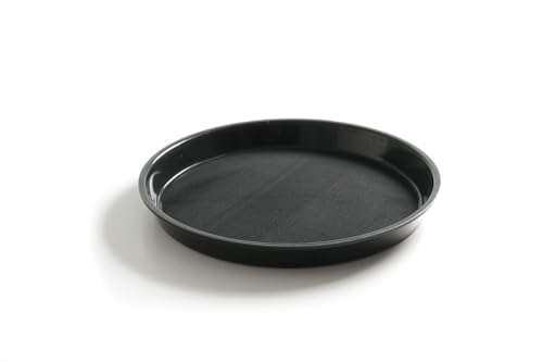 HENDI Bandeja de Servicio, Redonda, con Borde Alto, Antideslizante, Multiusos, para buffets, Bandeja de Cocina para Servir Comida rápida, Bebidas, Fast Food, ⌀360x(H) 39mm, Polipropileno, Negro