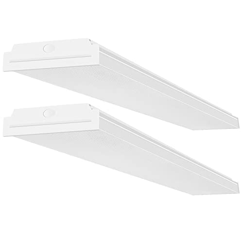 FAITHSAIL 60W LED Wraparound Light - 4FT Office Lights, 7200 Lumens 4000K, 4 Foot Flush Mount LED Wrap Shop Puff Ceiling Lighting Fixtures for Garage Workshop, Fluorescent Light Replacement, 2 Pack by FAITHSAIL - Used condition - US$101.40