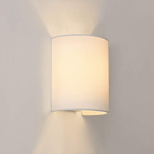lux.pro Lampada da Parete Semicircolare Applique per Interni con Paralume in Tessuto Illuminazione Soffusa per Soggiorno Corridoio Camera da Letto - Bianco