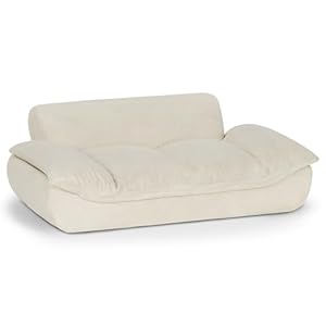 Lovupet Dog Couch for Large Breed, Fabric Dog Sofa Bed with Anti-Slip Bottom, PS215 (White)