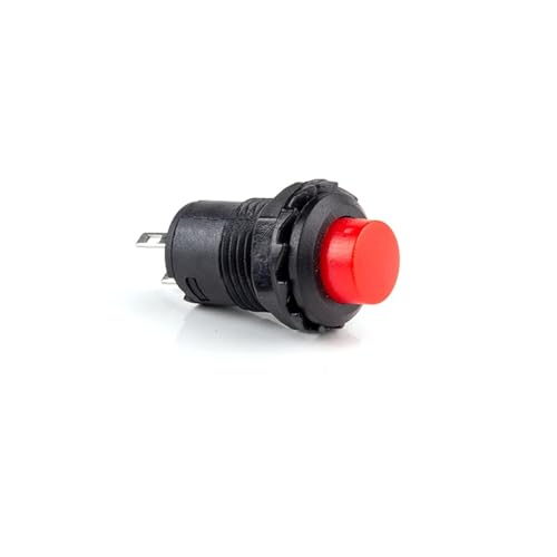 POWTAXBJGD 10pcs 12mm Push Button Switches 3A /125VAC Self-Locking/Latching Self-Reset/Momentary Red Green Blue Yellow White Black(Red,Latching)
