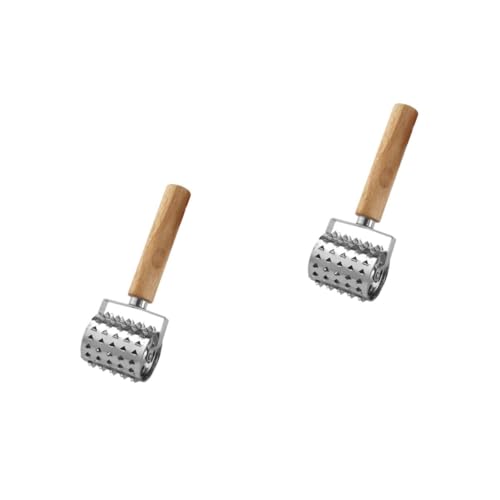 OUNONA 2 Piezas Ablandador de Acero ablandador de para bistec pequeño Rodillo de Herramienta para ablandador de Carne Martillo para Carne de Doble Cara Madera Plata