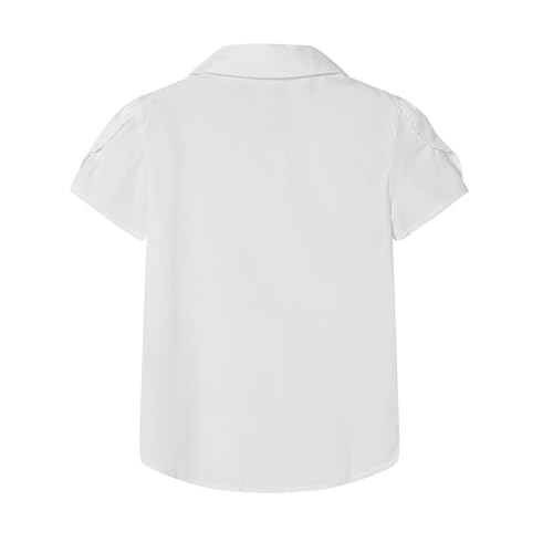 Mud Kingdom Girls White Shirts Button Down Peter Pan Collar Blouse with Short Sleeve Summer2