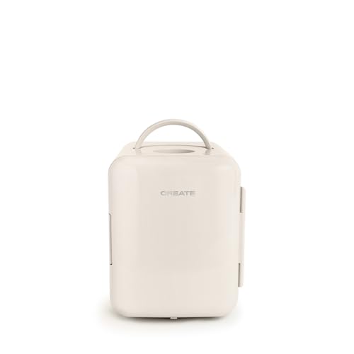 CREATE / FRIDGE MINI BOX/Mini frigorífico para cosméticos blanco roto/Diseño retro, función frío y calor, capacidad de 4L, fácil de transportar, 48W