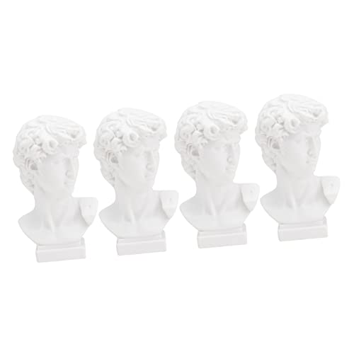 OUNONA 4PCS Mini Resin David Head Statue Height Plaster Imitation Sculpture for Tabletop Home Decoration Unique Present for Holidays and Housewarmings