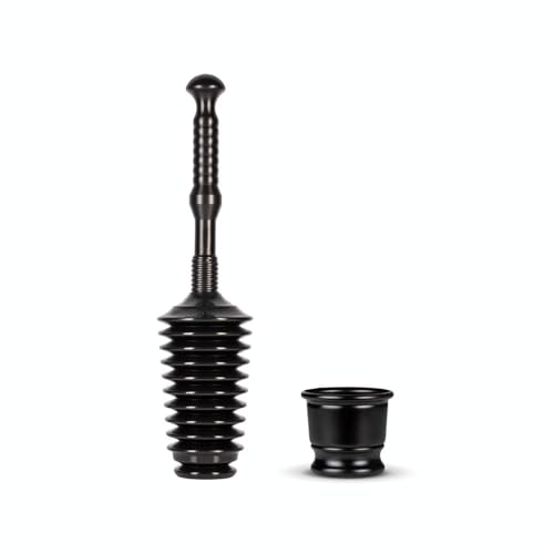 Master Plunger MP500-B3 Heavy Duty Bathroom Toilet Plunger Kit with Short Bucket/Caddy. Equipped with Air Release Valve Black