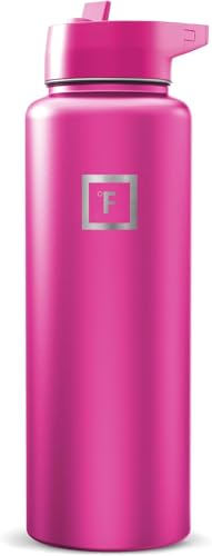 Image of IRON FLASK 40 oz Wide Mouth Water Bottle with Straw | Insulated Stainless Steel Sports Water Bottle with Leakproof Straw Lid - BPA Free, Cold 24 Hrs, Sweat Free (Pink Tulip)