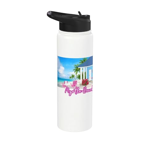 Myrtle Beach Coastal Nautical Cottage House Bungalow House Stainless Steel Insulated Water Bottle