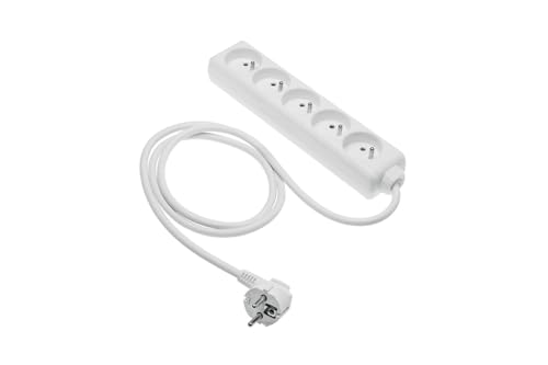 GTV Haushalts-Verlängerungskabel, 5-Fach Steckdosenleiste mit 5 französischen Steckdosen, 5m Länge, max. Belastung 2000 W, Euro-Stecker, langlebig und sicher