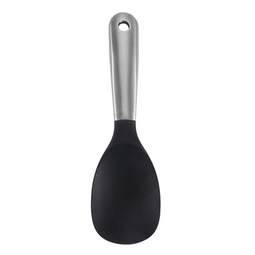 Silicone Rice Spoon, Non-Stick Ergonomic Heat Resistant Rice Paddle with Stainless Steel Handle,Lightweight Smooth Round EdgeRice Serving Silicone Spoon with Hanging Hole for Rice Cooker Home Kitche - image 1