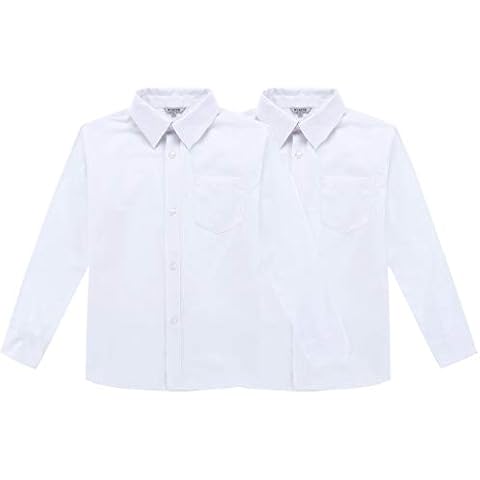 Bienzoe Niños Uniforme Escolar Manga Larga Oxford Camisa Cover