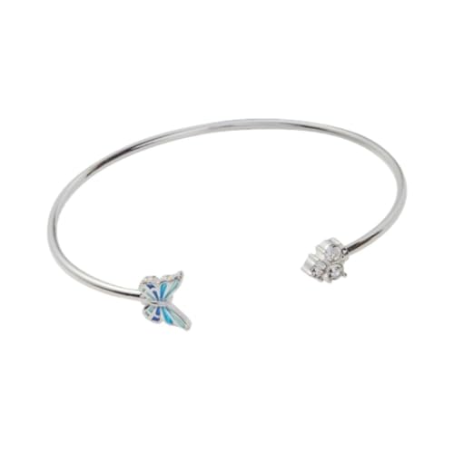 Alex and Ani Butterfly Crystal Flex Cuff Bracelet - Glass Pearl Accent, Ideal Gift Jewelry, Nickel-Free, Silver Plated Bracelets for Women