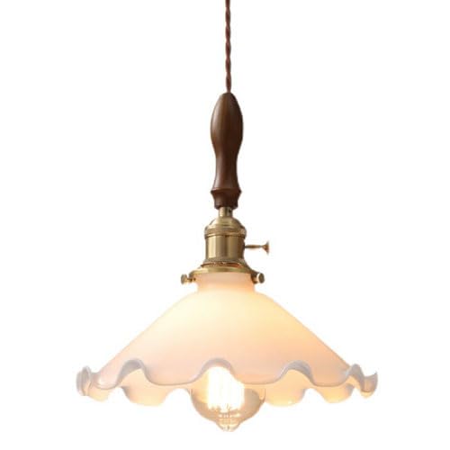 Suspension E27 rétro en bois et verre pour éclairage de couloir