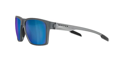 Native Men's XD9041 Breck Square Sunglasses, Matte Smoke Crystal/Blue Mirrored Polarized, 56 mm3