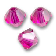 Perles & CoSwarovski Crystal Bicones 4mm Fuchsia x50
