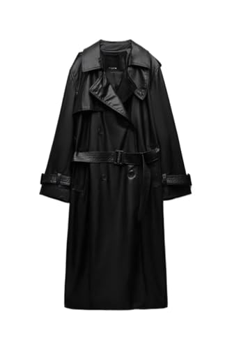 Trench-coat en similicuir haut de gamme coupe cintrée et finitions tailleur