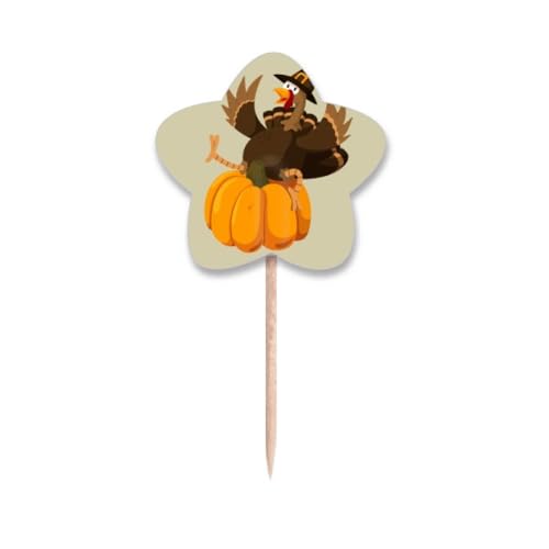 Piques à cupcakes Thanksgiving avec motif citrouille Happy Thanksgiving