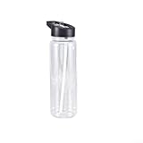 Práctica botella de agua deportiva de 750 ml con mango cómodo, tus actividades al aire libre (negro)