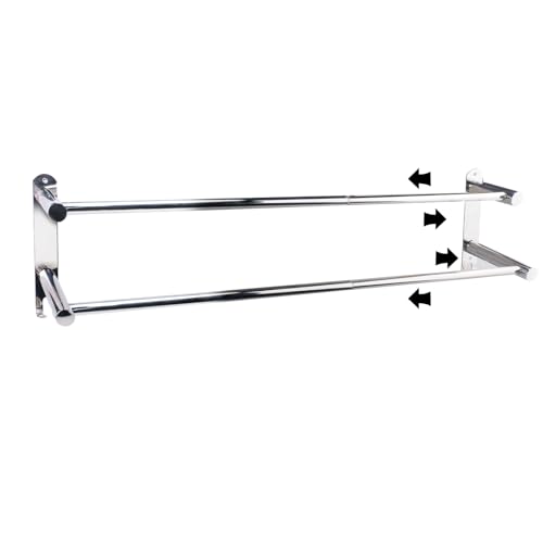 SenaiMy Toalleros Pared Retráctil Doble Toalleros de Baño sin Taladro 304 Acero Inoxidable 38-70 cm Toalleros de Barra con Ganchos Tornillos para Cocina, Baño, Hotel