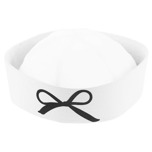 BESTOYARD Sailor Hat, White Beret Hat with Bow Summer Nautical Style Hats Captain Uniform Cap Lovely Yacht Boat Sailor Halloween Costume Prop for Woman Girls