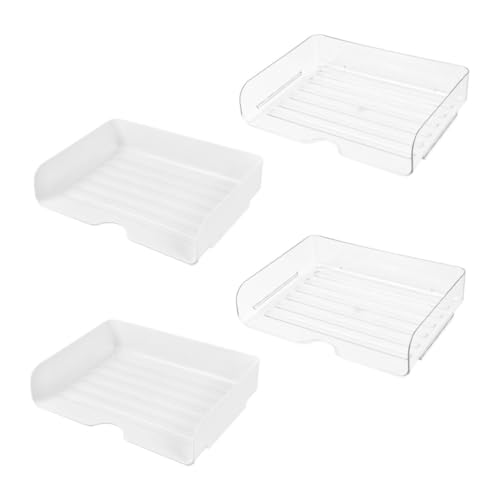 NAMOARLY 4Pcs Clear Stackable Desk Organizer for Files Mail Books Document Holder for Office Storage for Reducing Clutter Enhancing Workspace Aesthetics