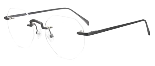 Lunettes de vue rondes carrées sans monture monture en métal lentille claire hommes