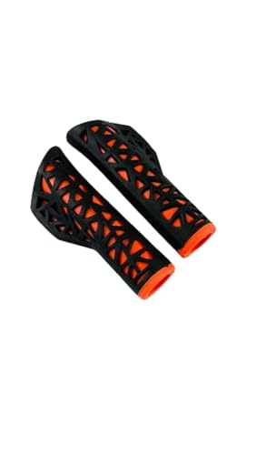 Image of Shrenik Cycle Handle Grip 12.5cm Length Dual Soft Rubber Non Toxic Anti-Slip MTB /City Bicycle Bike (Black-Orange)