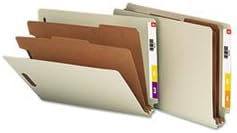 SMEAD SMD26810 - 26810 Gray/Green End Tab Pressboard Classification Folders with SafeSHIELD Fasteners