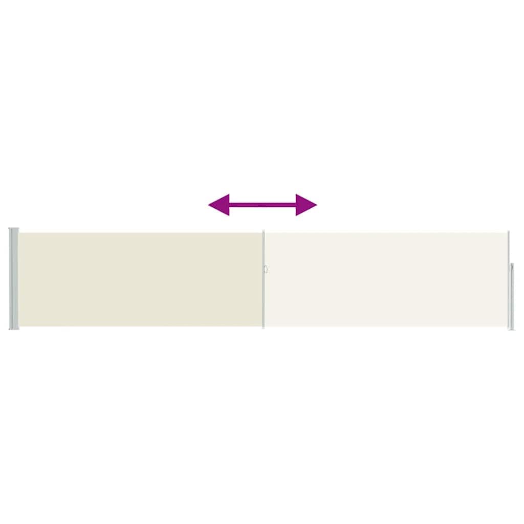 vidaXL Auvent Latéral Rétractable de Patio Store Latéral Brise-Vue Abri Soleil Jardin Terrasse Balcon Exterieur Résistant aux UV 100x500 cm Crème