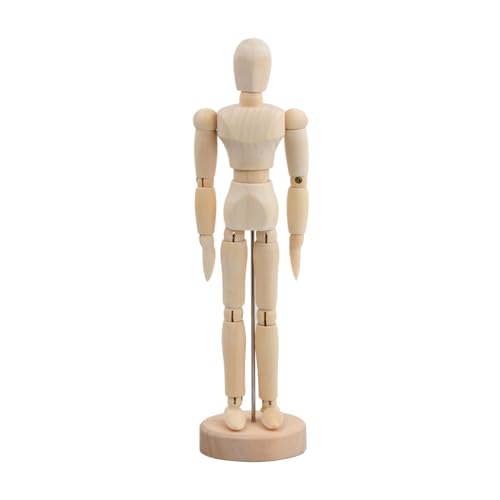Dibotell Muñeca de Madera, Muñeca de Artista para Dibujar, Hombre de Madera, Maniquí Flexible, Muñeca de Madera, 20 cm