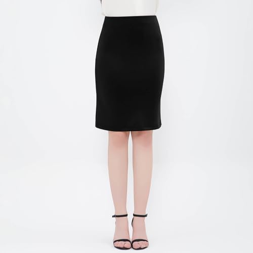 HGps8w Knee Length Bodycon Pencil Skirt for Women - Basic High Waisted Stretchy Midi Skirts for Busines Casual Office3