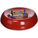 Image of Grabbit Magnetic Sewing Pincushion with 50 Plastic Head Pins - Magnet Pin Organizer for Quilting, Embroidery, Needles, Bobby Pins, & Craft Storage, Red