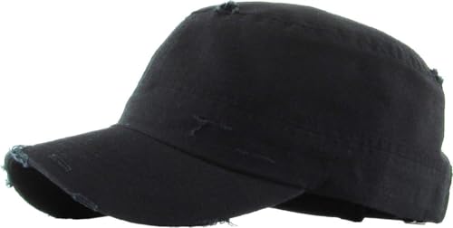 Image of Vintage Distressed Cadet Army Cap Basic Everyday Military Style Hat