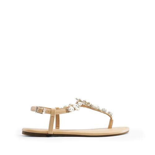 Image of DREAM PAIRS Women's Rhinestone Flat Sandals | Thong Sparkle Dressy Comfortable Adjustable Ankle Strap Sandals for Summer Beach Vacations Wedding Holiday Party