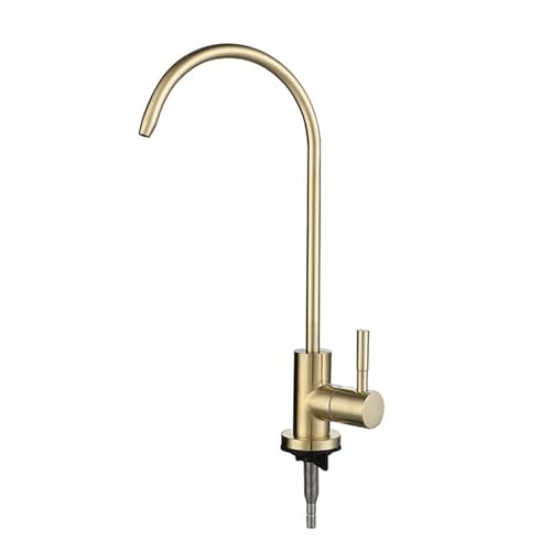 Robinet cuisine col de cygne or brossé en acier inoxydable durable