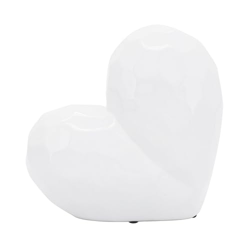 Escultura Decorativa de Cerámica en Forma de Corazón Blanca 8"
