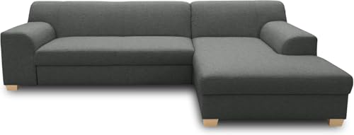 DOMO. collection Sofá Cama esquinero Tinos pequeño en Forma de L, sofá esquinero con función de Dormir, sofá esquinero Acolchado, 273 x 157 x 74 cm, Color Gris Oscuro