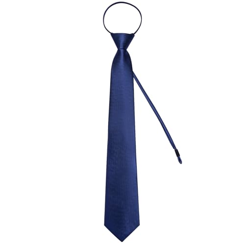 Image of DiBanGu Mens Zipper Ties Silk Adjustable Necktie Pocket Square