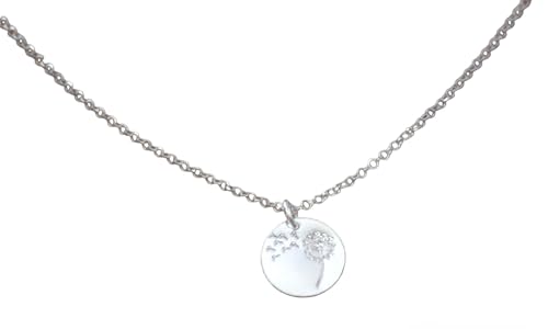 Collier en argent massif pissenlit avec sa médaille gravée élégante