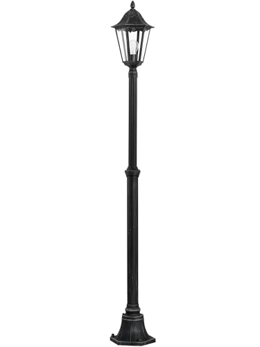 EGLO Außen-Stehlampe Navedo, 1 flammige Außenleuchte, Stehleuchte aus Aluguss in Schwarz, E27 Fassung, H 200 cm, IP44