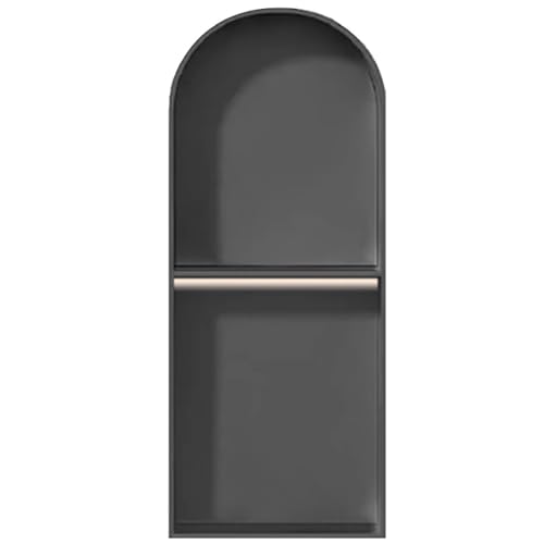 Black Stainless Steel Shower Niche Arc-Shaped Storage Caddy Toilet Paper Holder for Bathroom Kitchen Living Room - 28x70x14cm