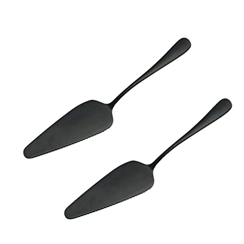 Cake Server Cake Slice Cake Pie Server Pizza Spatula Stainless Steel with Fine Serrated Edge for Wedding Anniversary Birthday Party Black 2PCS