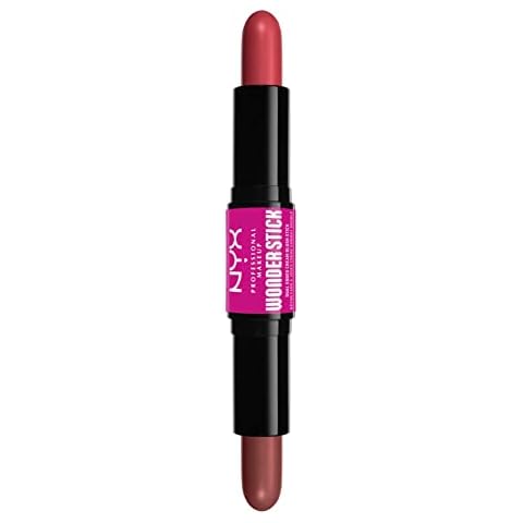 NYX Professional Makeup Wonder Stick Blush, Colorete en crema, Con ácido hialurónico, Coral + Deep Peach Cover