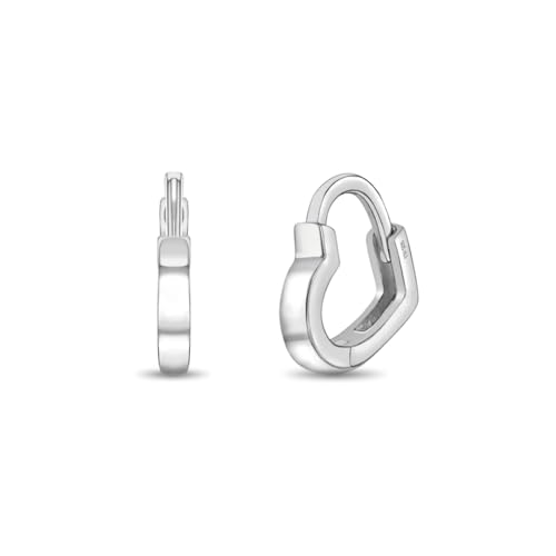 In Season Jewelry 925 Sterling Silver Polished Heart Shaped Huggie Hoop Earrings - Heart Shaped Hoops For Teens - Valentine's Day or Birthday Gift