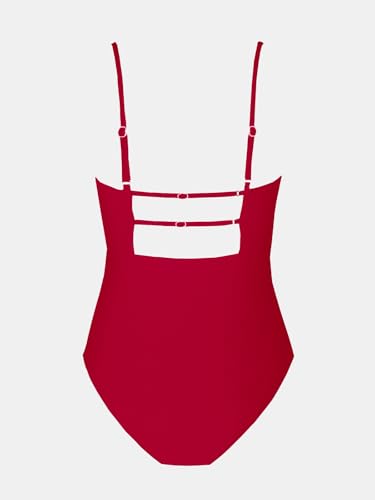 Image of CUPSHE Women Swimsuit One Piece Bathing Suit Square Neck Cutout Back Tummy Control with Adjustable Spaghetti Straps