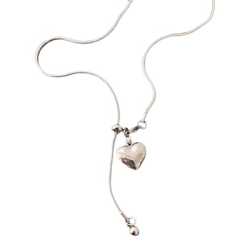 Chaîne de pull réglable et collier long minimaliste argenté pour femme