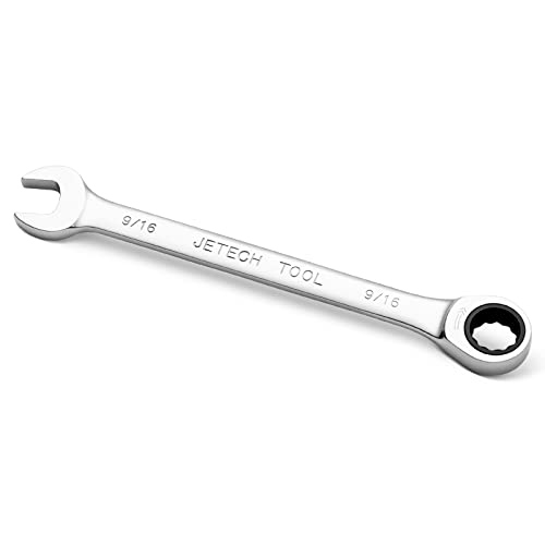 Jetech 9/16 Inch Ratcheting Combination Wrench Industrial Grade Gear Span 72-Tooth Ratchet Made with Forged and Heat-Treated Cr-V Steel in Chrome Plating SAE