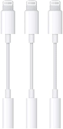 3 Pack Headphone Adapter for iPhone, [Apple MFi Certified] Lightning to 3.5 mm Headphone Earphone Jack Adapter Compatible with iPhone 14/13/12/11/XS/XR/X 8 7, Support All iOS Systems (White)