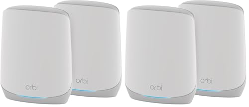 Image of NETGEAR Orbi Whole Home Tri-Band WiFi 6 Mesh NetworkSystem (RBK752P)-Router with 1 Satellite Extender,Security Features,Coverage upto 5000 sq. ft.,75 Devices,AX5200 802.11ax (Upto 5.2Gbps) (Pack of 4)
