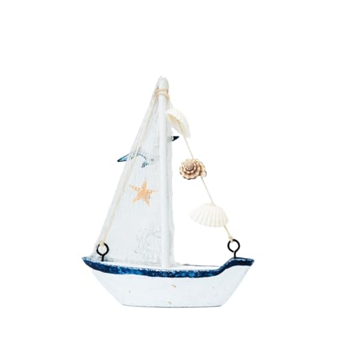 Image of Wooden Decorative Sailboat Nautical Model Showpiece - 16x3x11.5 cm | Miniature Sailing Boat Showpiece for Home Decor, Cafe, Office & Table Desk Decoration | Small Size Dark Blue-Donut Tube
